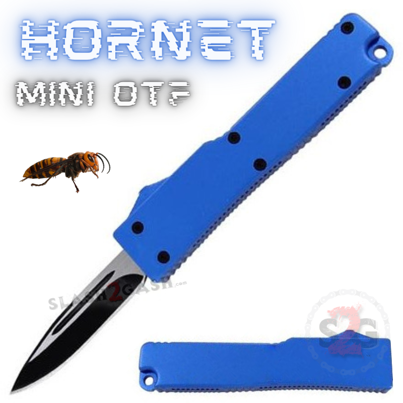 Hornet Mini OTF Knife Small Automatic Keychain Switchblade - Asst. colors Blue - Single Edge Knife-OTF - Tophatter Daily Deals
