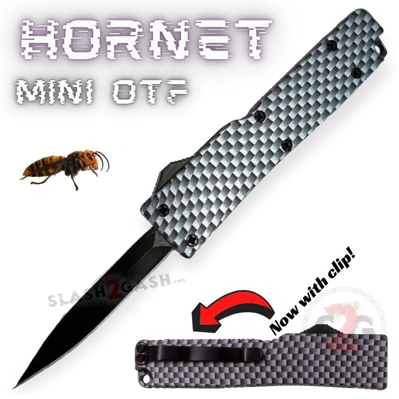 Keychain Mini OTF Knife Switchblade Double Edge - Carbon Fiber Hornet Knife-OTF - Tophatter Daily Deals