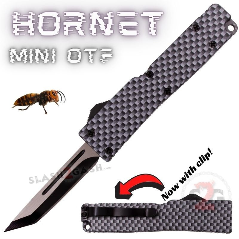 Keychain Mini OTF Knife Switchblade w/ Clip - Carbon Fiber Tanto Hornet Knife-OTF - Tophatter Daily Deals