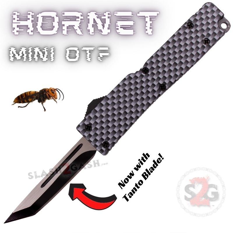 Keychain Mini OTF Knife Switchblade w/ Clip - Carbon Fiber Tanto Hornet Knife-OTF - Tophatter Daily Deals