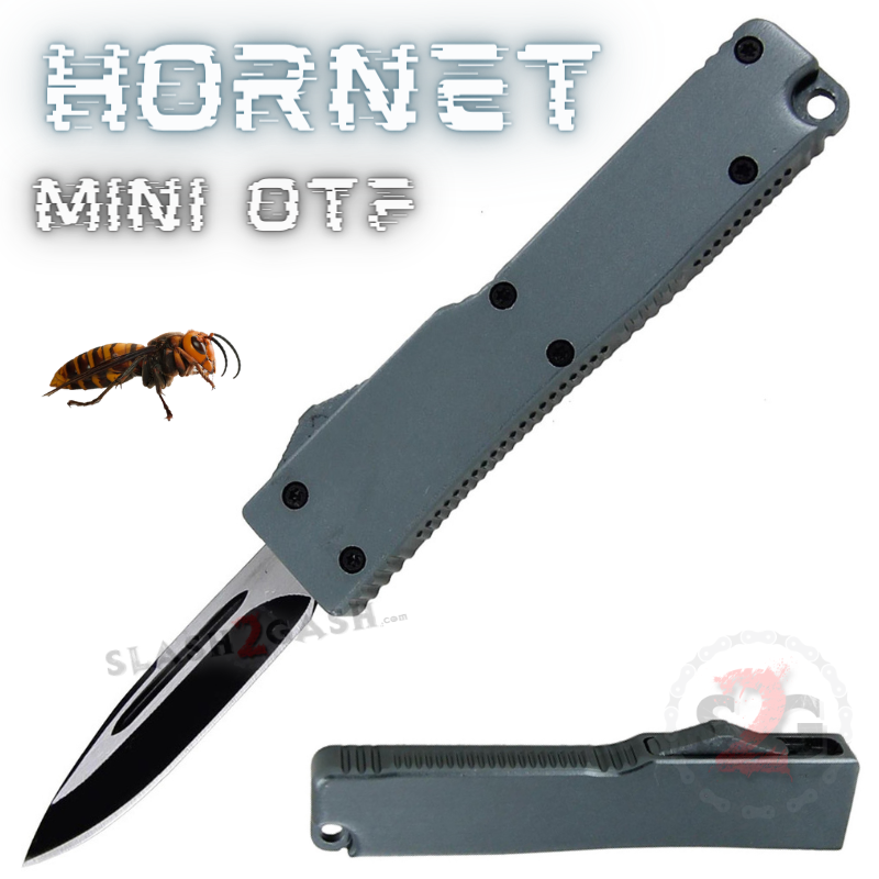 Keychain Mini OTF Knife Switchblade Single Edge - Grey Hornet Knife-OTF - Tophatter Daily Deals