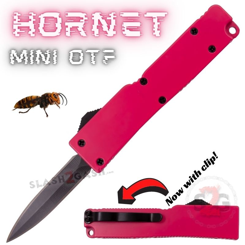 Keychain Mini OTF Knife Switchblade Dagger w/ Clip - Hot Pink Hornet Knife-OTF - Tophatter Daily Deals