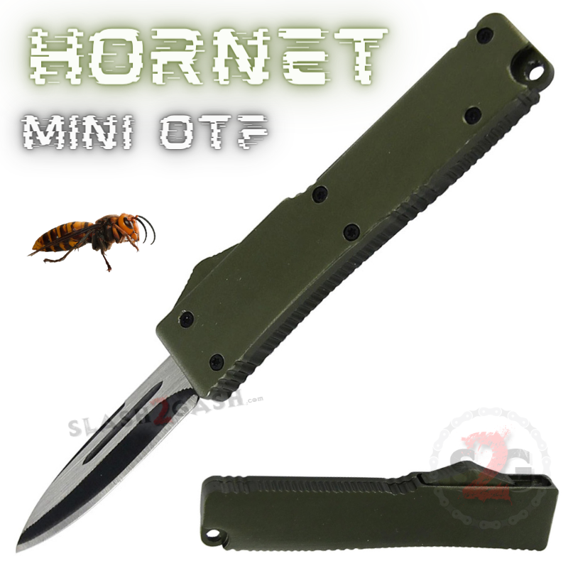 Keychain Mini OTF Knife Switchblade Single Edge - OD Green Hornet Knife-OTF - Tophatter Daily Deals