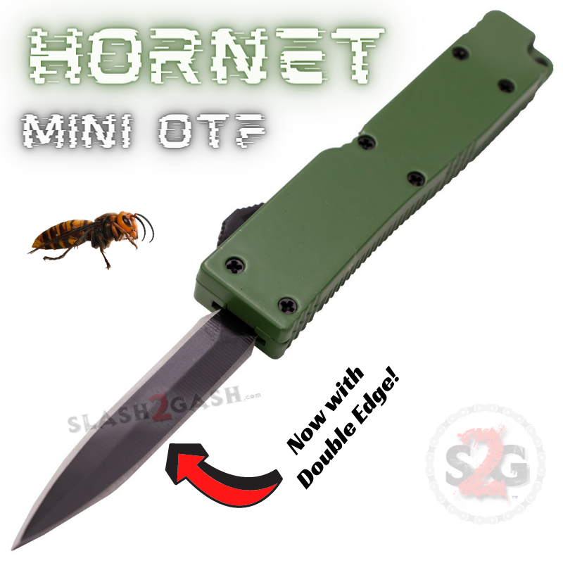 Keychain Mini OTF Knife Switchblade Dagger w/ Clip - OD Green Hornet Knife-OTF - Tophatter Daily Deals