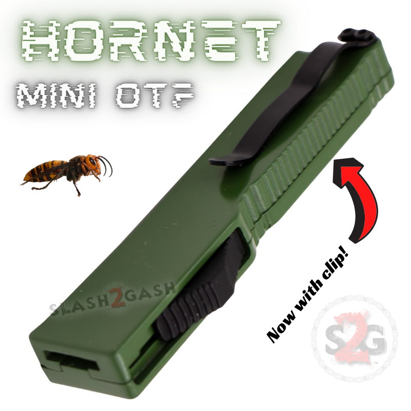 Keychain Mini OTF Knife Switchblade Dagger w/ Clip - OD Green Hornet Knife-OTF - Tophatter Daily Deals