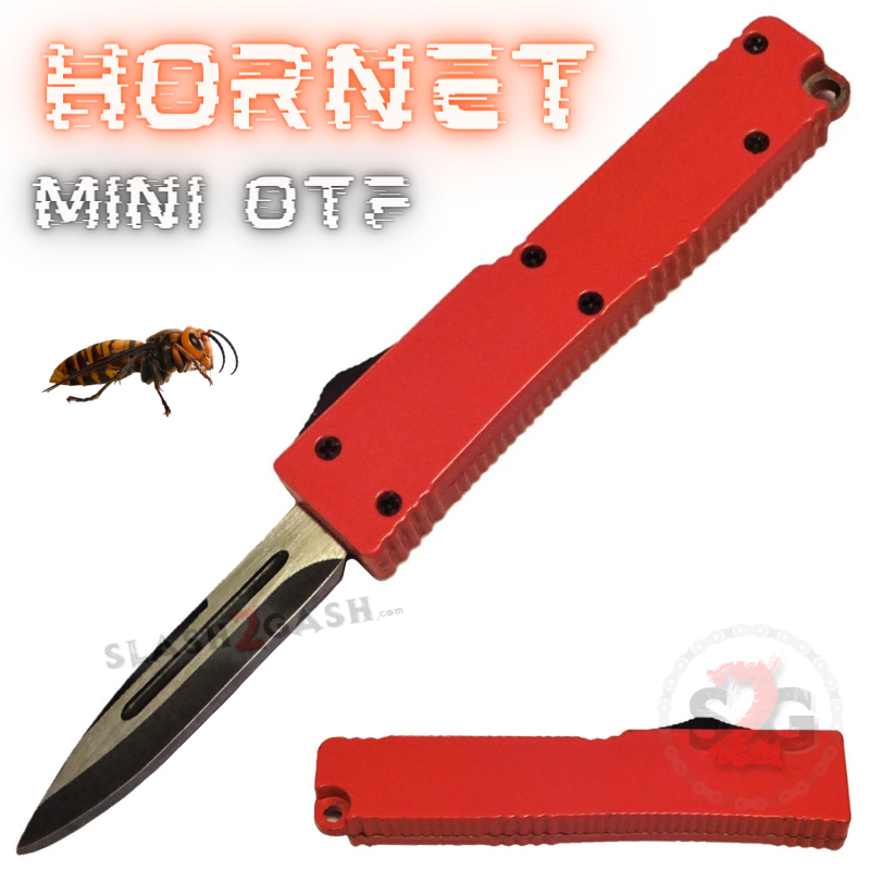 Hornet Mini OTF Knife Small Automatic Keychain Switchblade - Asst. colors Orange - Single Edge Knife-OTF - Tophatter Daily Deals