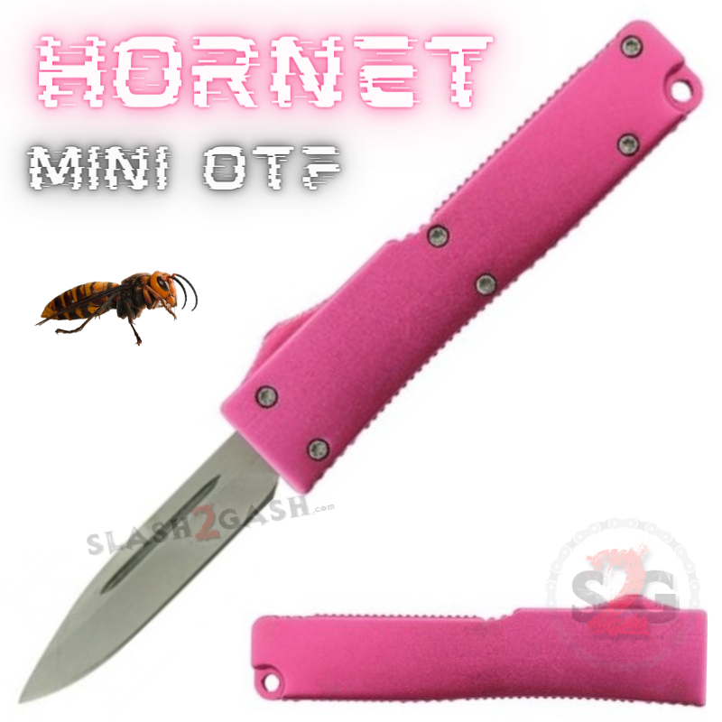Keychain Mini OTF Knife Switchblade Single Edge - Pink Hornet Knife-OTF - Tophatter Daily Deals