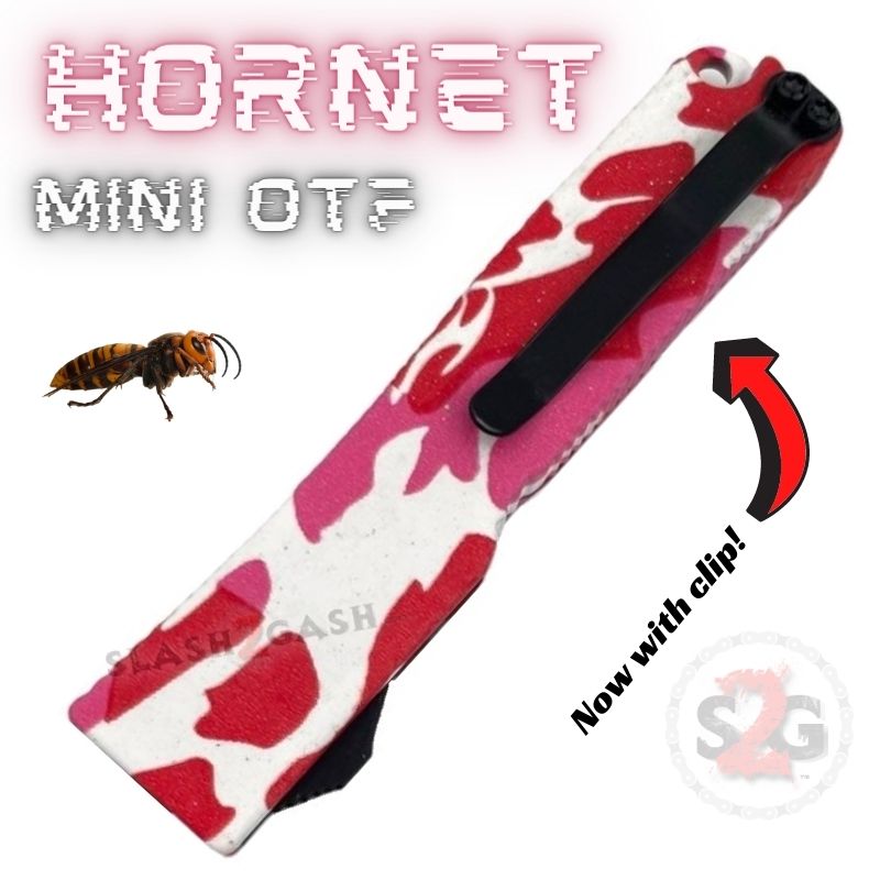 Keychain Mini OTF Knife Switchblade Dagger w/ Clip - Pink Camo Hornet Knife-OTF - Tophatter Daily Deals