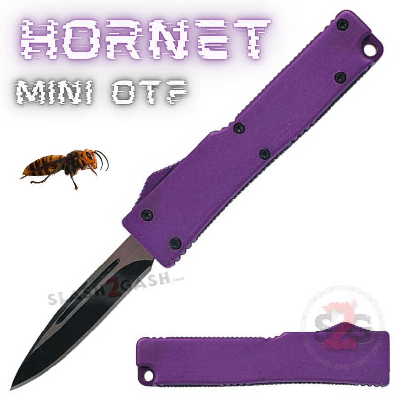 Keychain Mini OTF Knife Switchblade Single Edge - Purple Hornet Knife-OTF - Tophatter Daily Deals