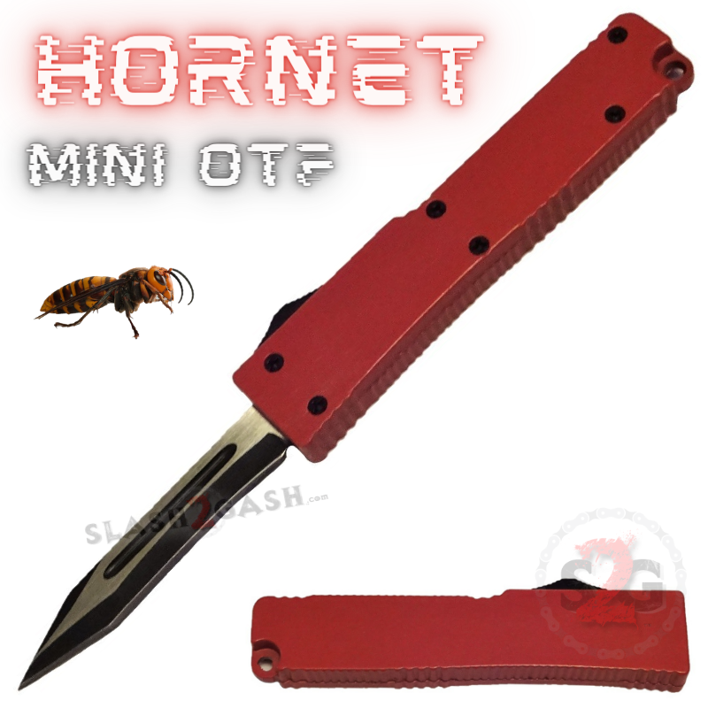 Keychain Mini OTF Knife Cali Legal Switchblade - Red Recurve Hornet Knife-OTF - Tophatter Daily Deals