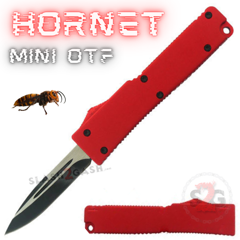 Hornet Mini OTF Knife Small Automatic Keychain Switchblade - Asst. colors Red - Single Edge Knife-OTF - Tophatter Daily Deals