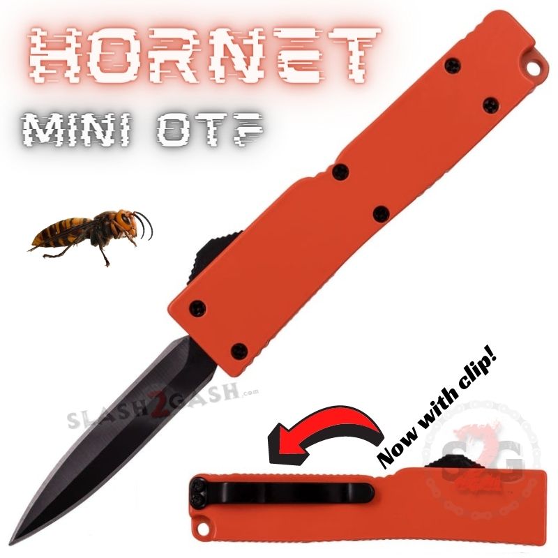 Keychain Mini OTF Knife Switchblade Dagger w/ Clip - Orange Hornet Knife-OTF - Tophatter Daily Deals
