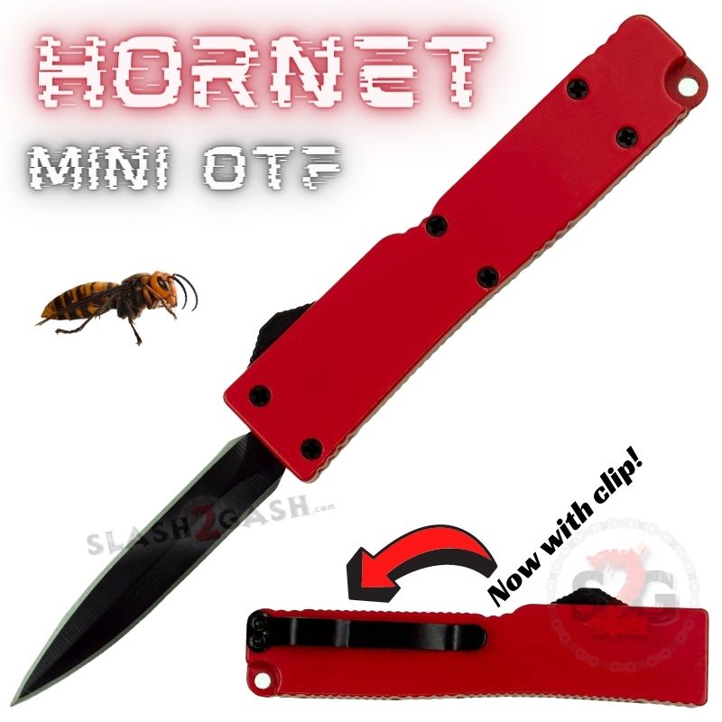 Keychain Mini OTF Knife Switchblade Dagger w/ Clip - Red Hornet Knife-OTF - Tophatter Daily Deals
