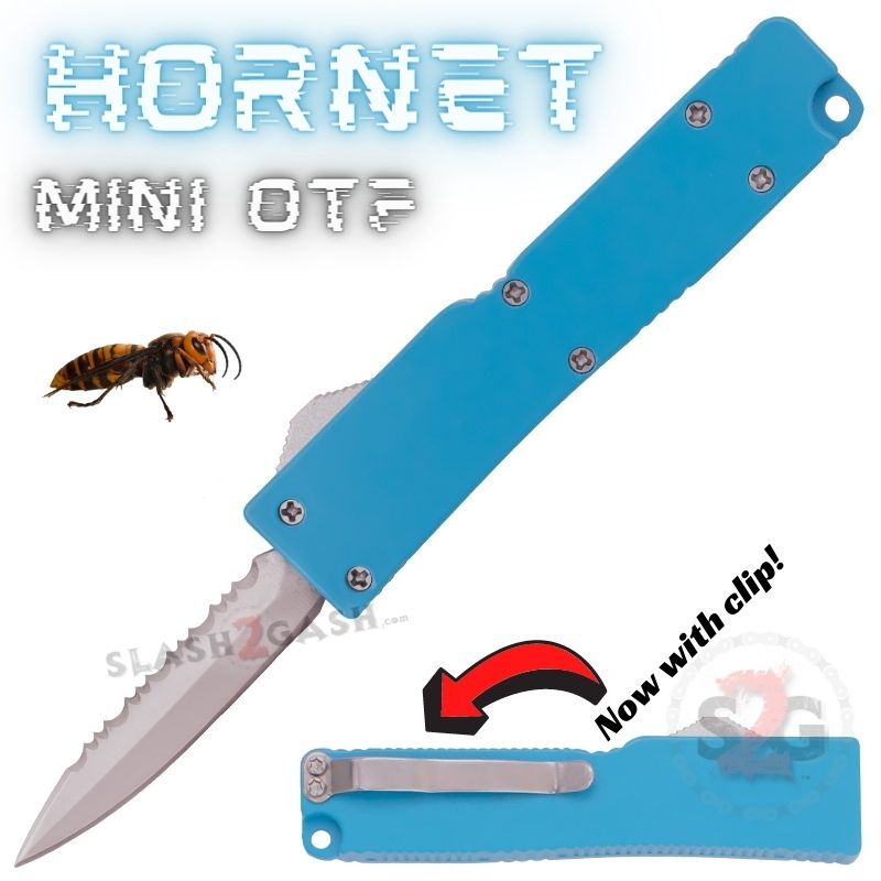 Keychain Mini OTF Knife Switchblade Dagger w/ Clip - Teal Hornet Knife-OTF - Tophatter Daily Deals