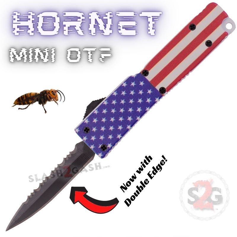 Keychain Mini OTF Knife Switchblade Dagger w/ Clip - USA Flag Hornet Knife-OTF - Tophatter Daily Deals