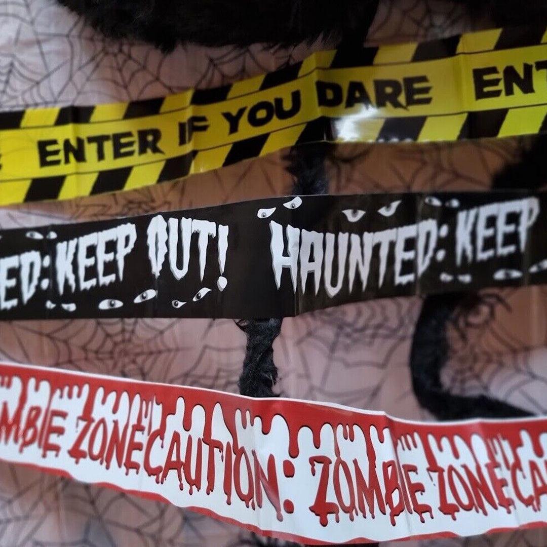 Halloween Caution Tape - 9m Halloween Warning Tape Banner Haunted House Party Decoration Horror Caution Festive & Franchise - Tophatter Daily Deals