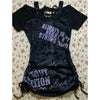 Hot American Strappy Letter Print T-Shirt Millennial Fashion Street Trend Casual Y2K Top 1 - Tophatter Daily Deals