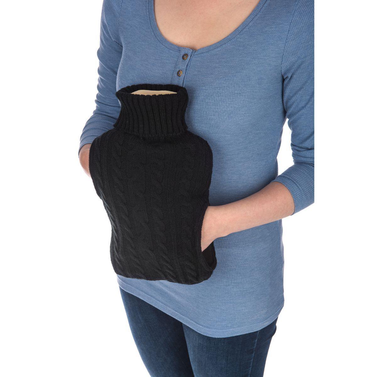 Hot Water Bag With Cover - 2L Bottle Cover Bag With Built in Pockets Knitted Soft Cozy Bag Health Care - Tophatter Daily Deals