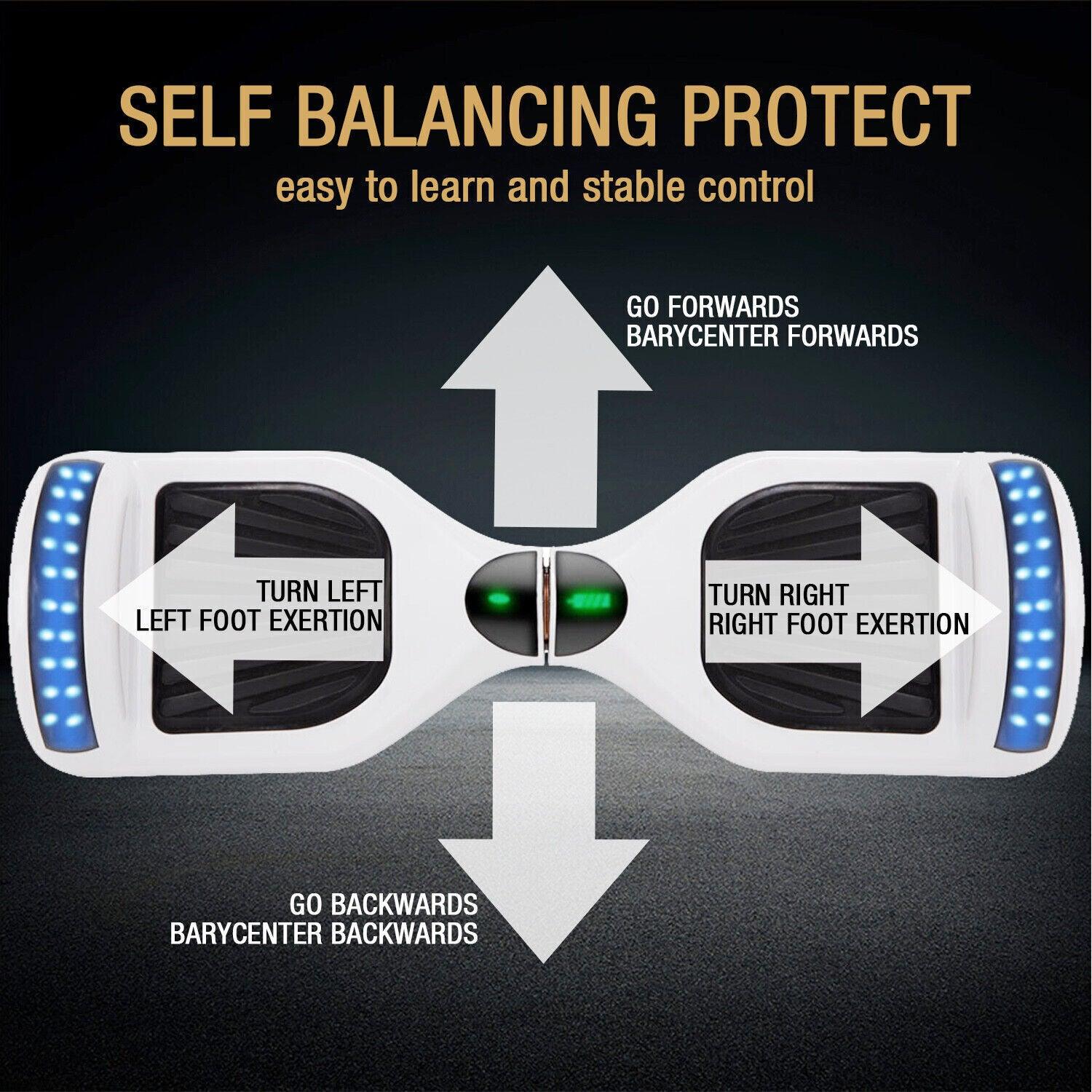 Electric Self Balancing Scooter - 500W Hoverboard For Kids Bluetooth LED Segway Sports & Outdoor - Tophatter Daily Deals