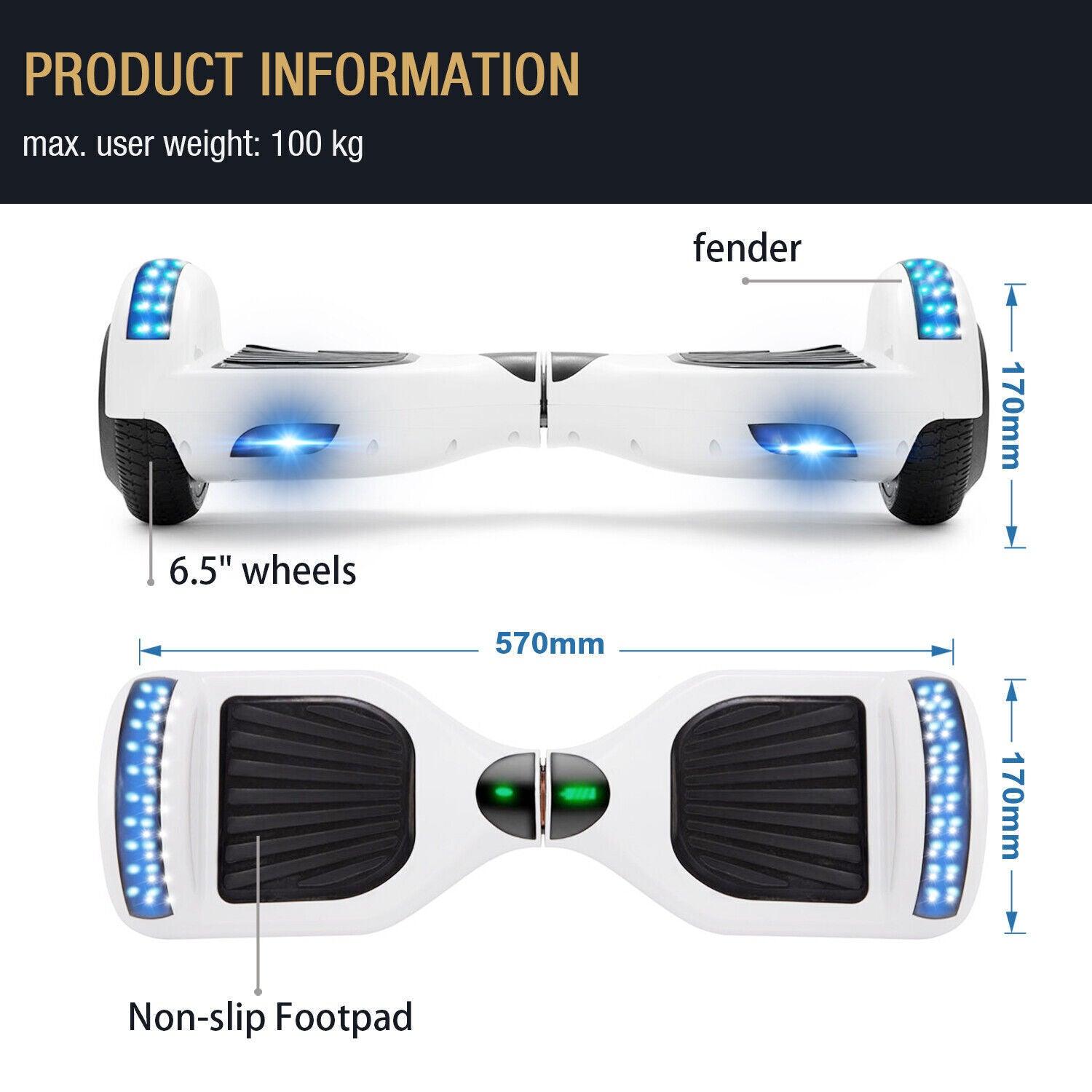 Electric Self Balancing Scooter - 500W Hoverboard For Kids Bluetooth LED Segway Sports & Outdoor - Tophatter Daily Deals