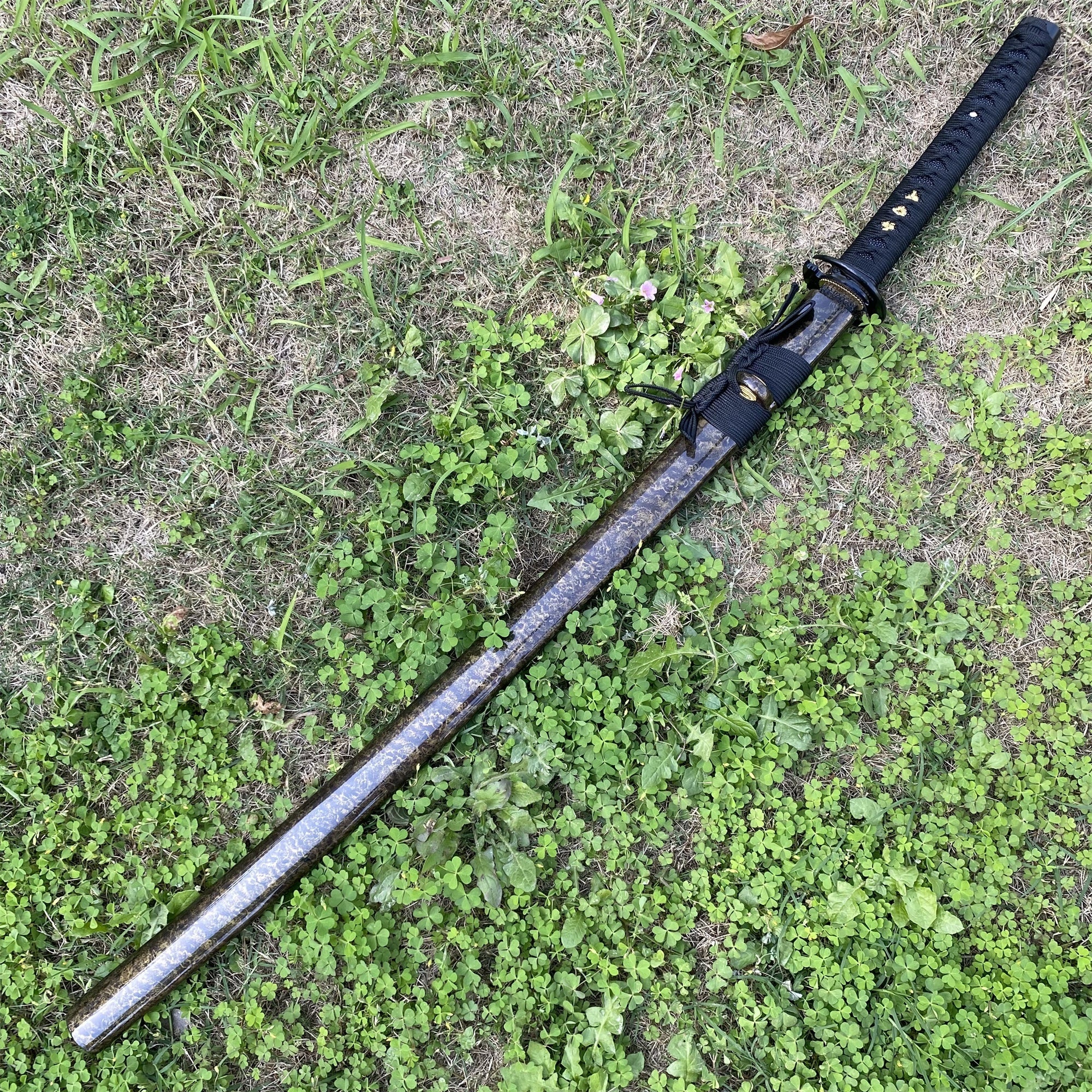 Japanese Traditional Katana Mitsudomoe Kamon Carbon Steel Blade - Tophatter Daily Deals