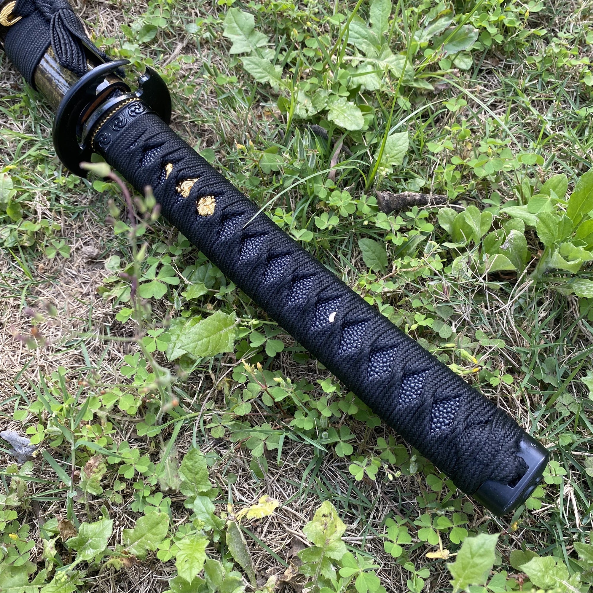 Japanese Traditional Katana Mitsudomoe Kamon Carbon Steel Blade - Tophatter Daily Deals