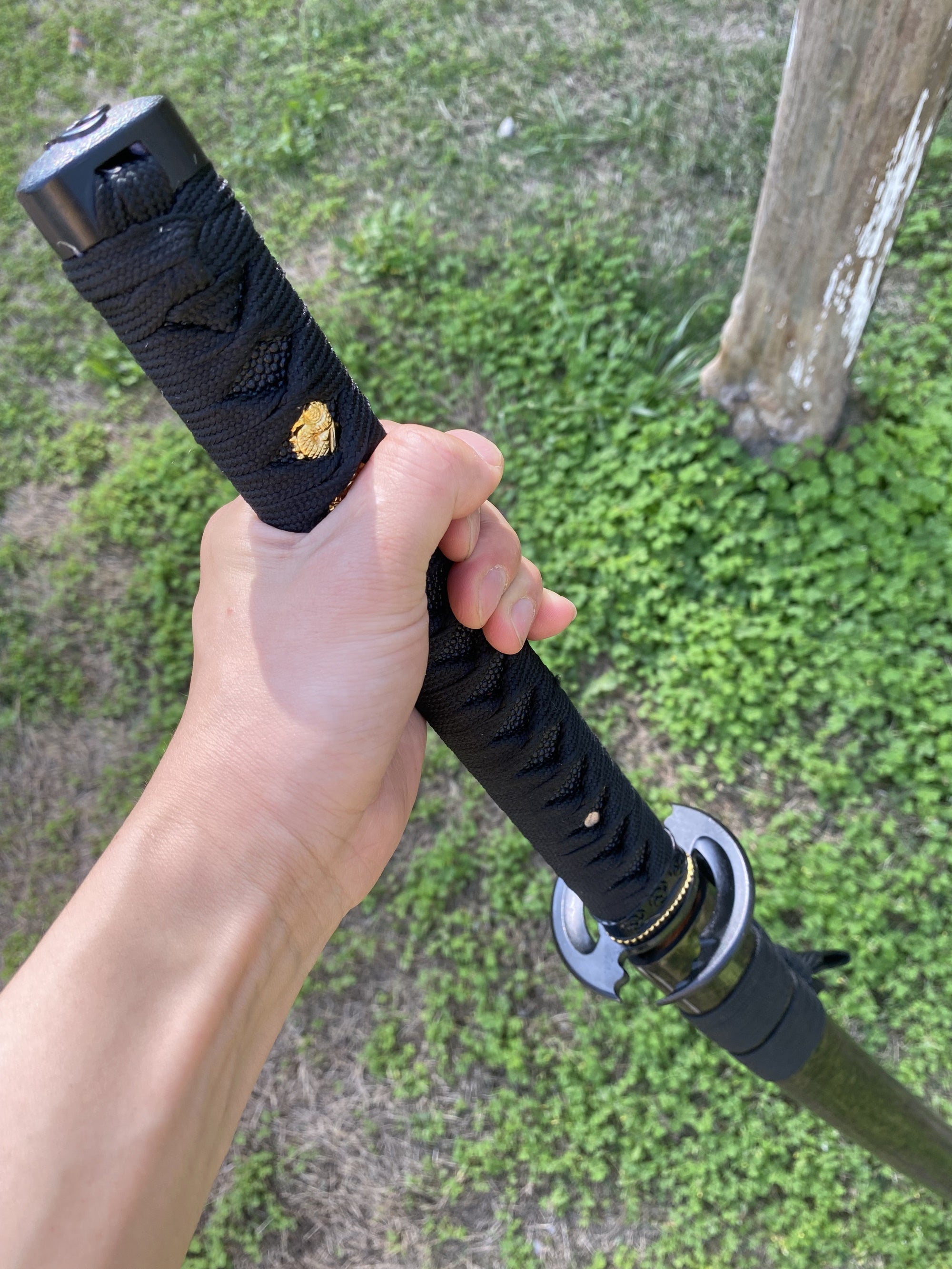 Japanese Traditional Katana Mitsudomoe Kamon Carbon Steel Blade - Tophatter Daily Deals