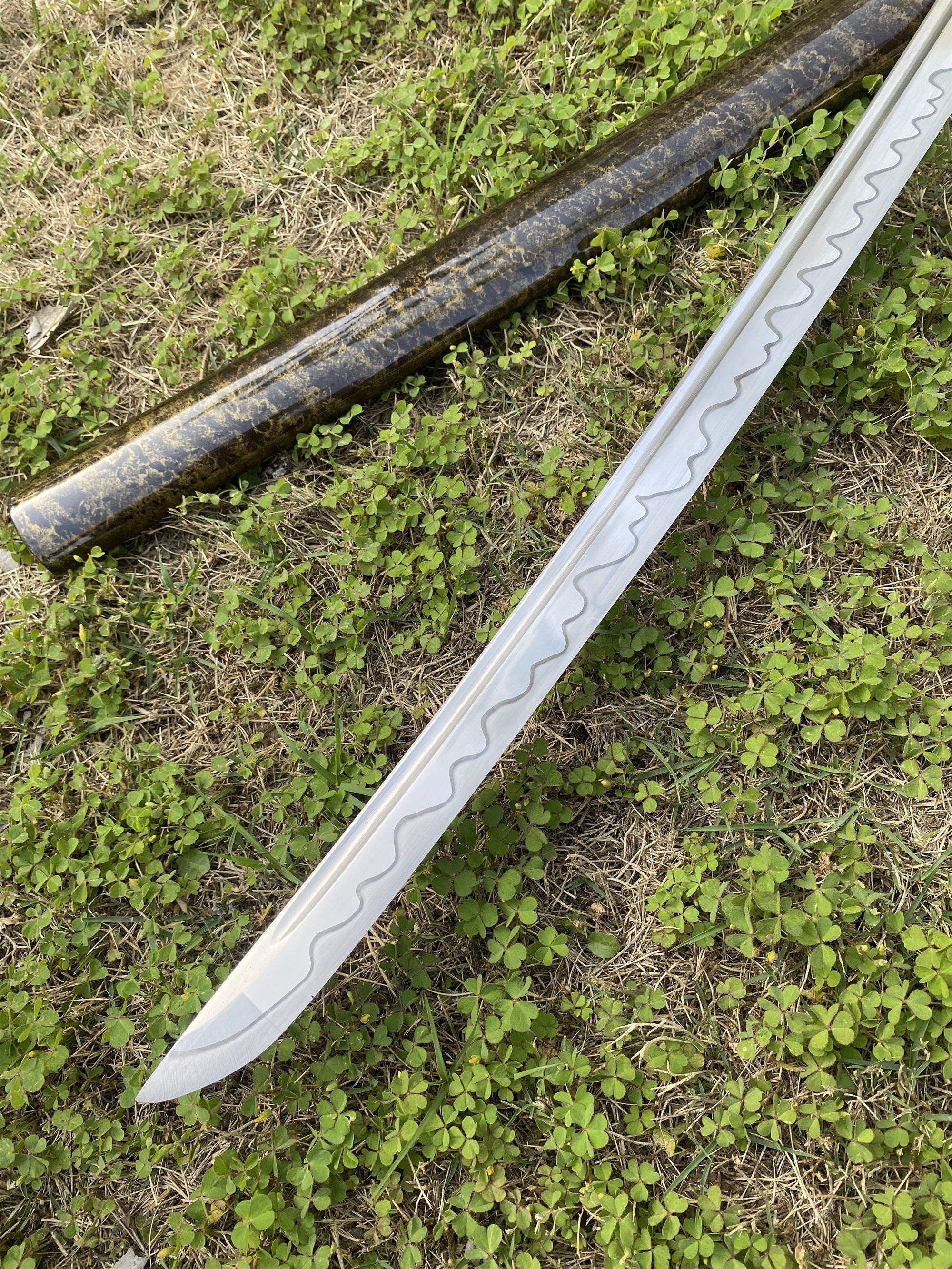 Japanese Traditional Katana Mitsudomoe Kamon Carbon Steel Blade - Tophatter Daily Deals