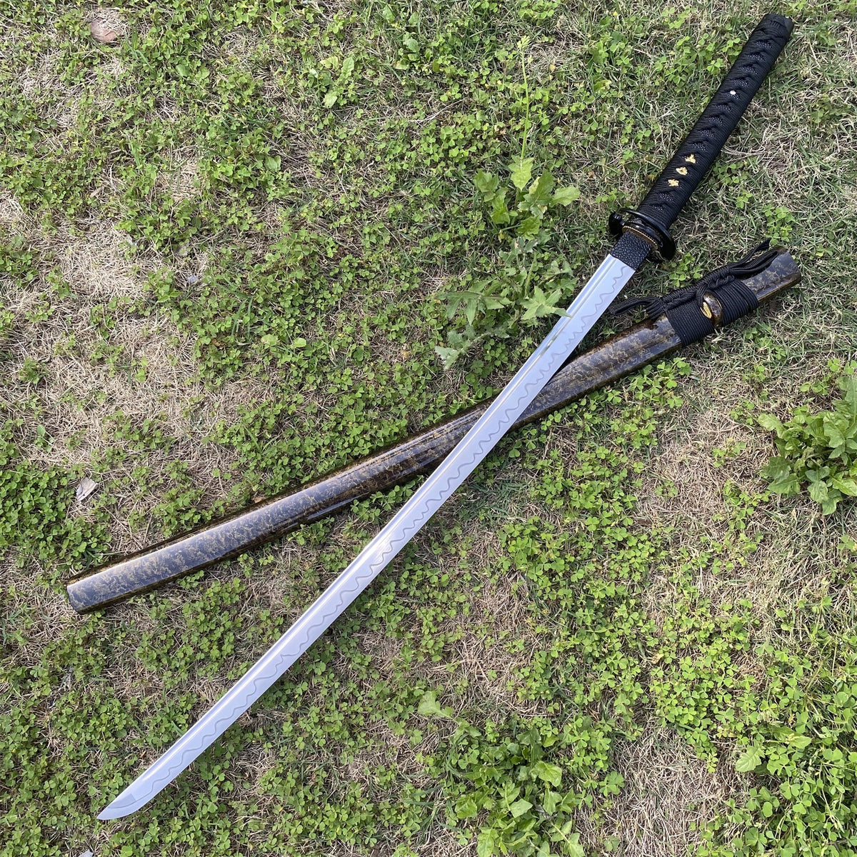 Japanese Traditional Katana Mitsudomoe Kamon Carbon Steel Blade - Tophatter Daily Deals