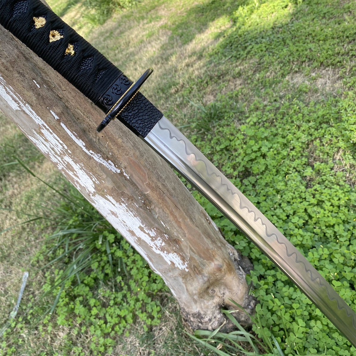 Japanese Traditional Katana Mitsudomoe Kamon Carbon Steel Blade - Tophatter Daily Deals