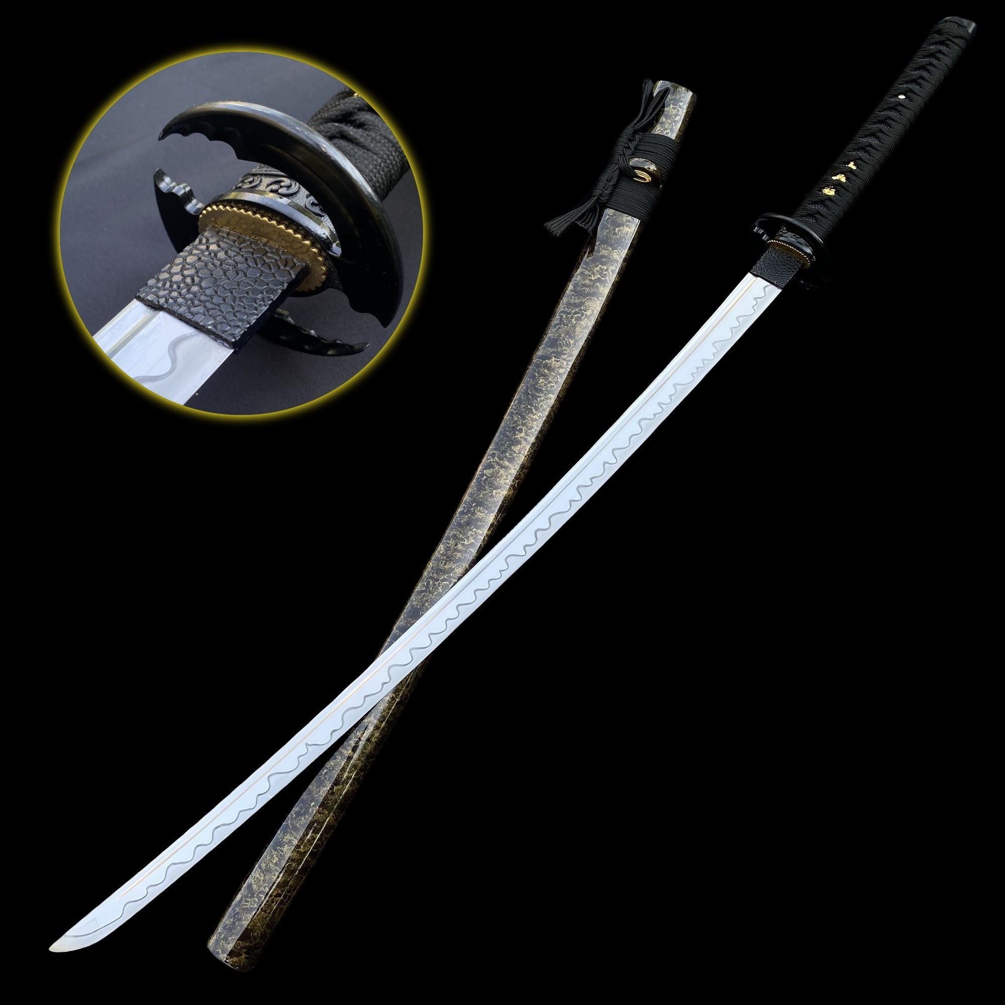 Japanese Traditional Katana Mitsudomoe Kamon Carbon Steel Blade - Tophatter Daily Deals