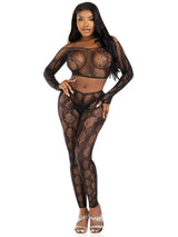 2 Pc Python Net Crop Top and Footless Tights (Black) – Lingerie Set > Clothes > Lingerie Sets - Tophatter Daily Deals