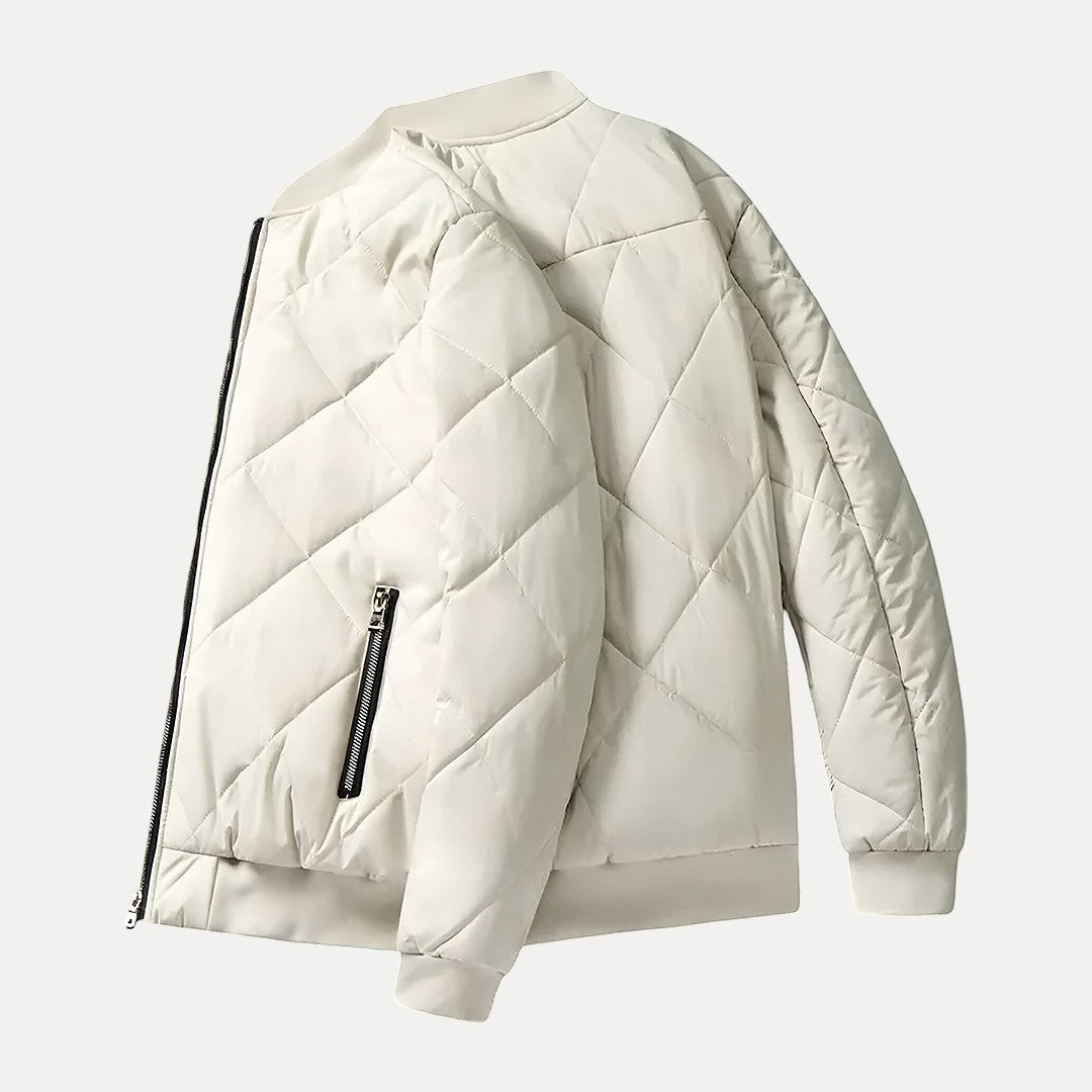 Insulating Men's Bomber Jacket - Quilted Cotton Padded Beige - Tophatter Daily Deals