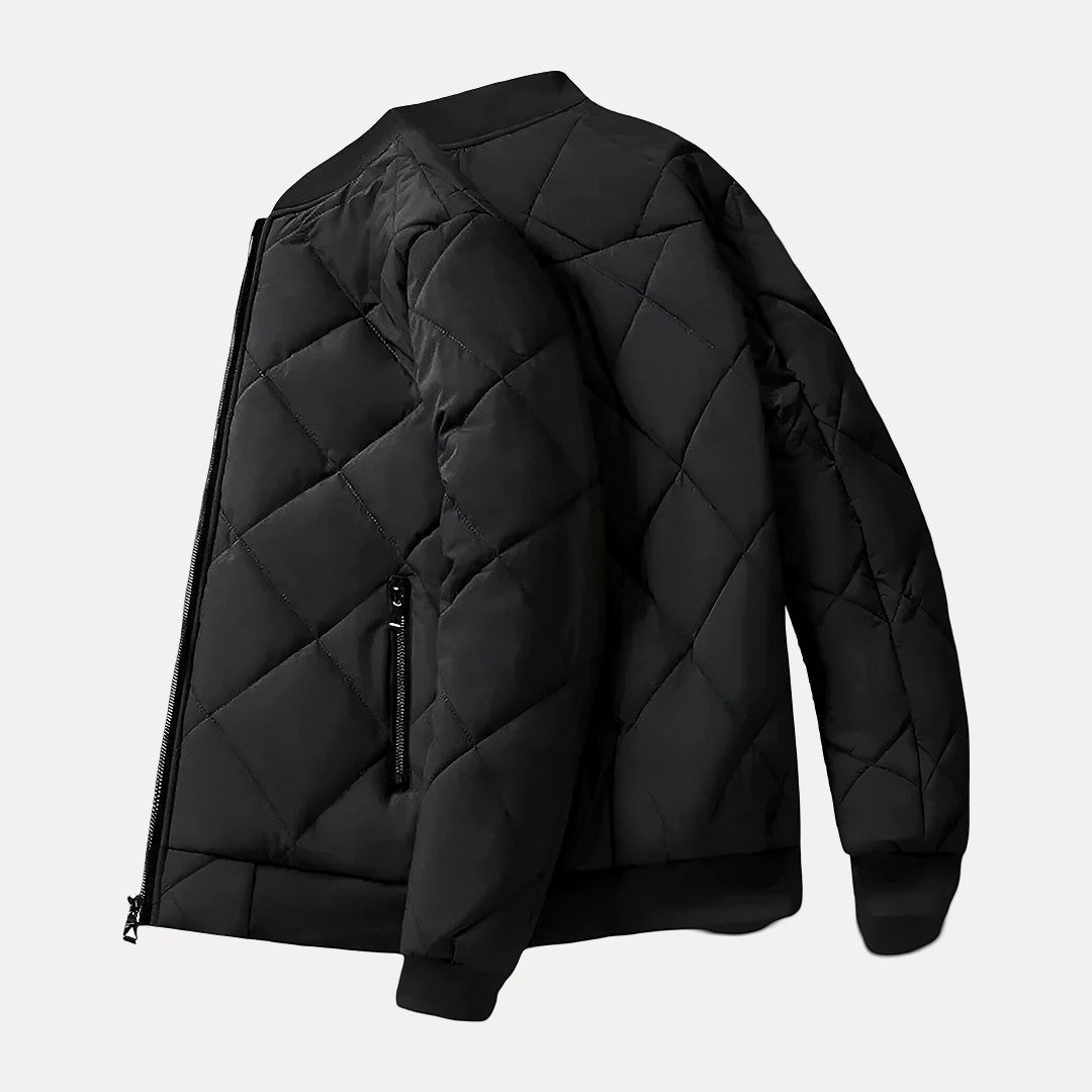 Insulating Men's Bomber Jacket - Quilted Cotton Padded Black - Tophatter Daily Deals