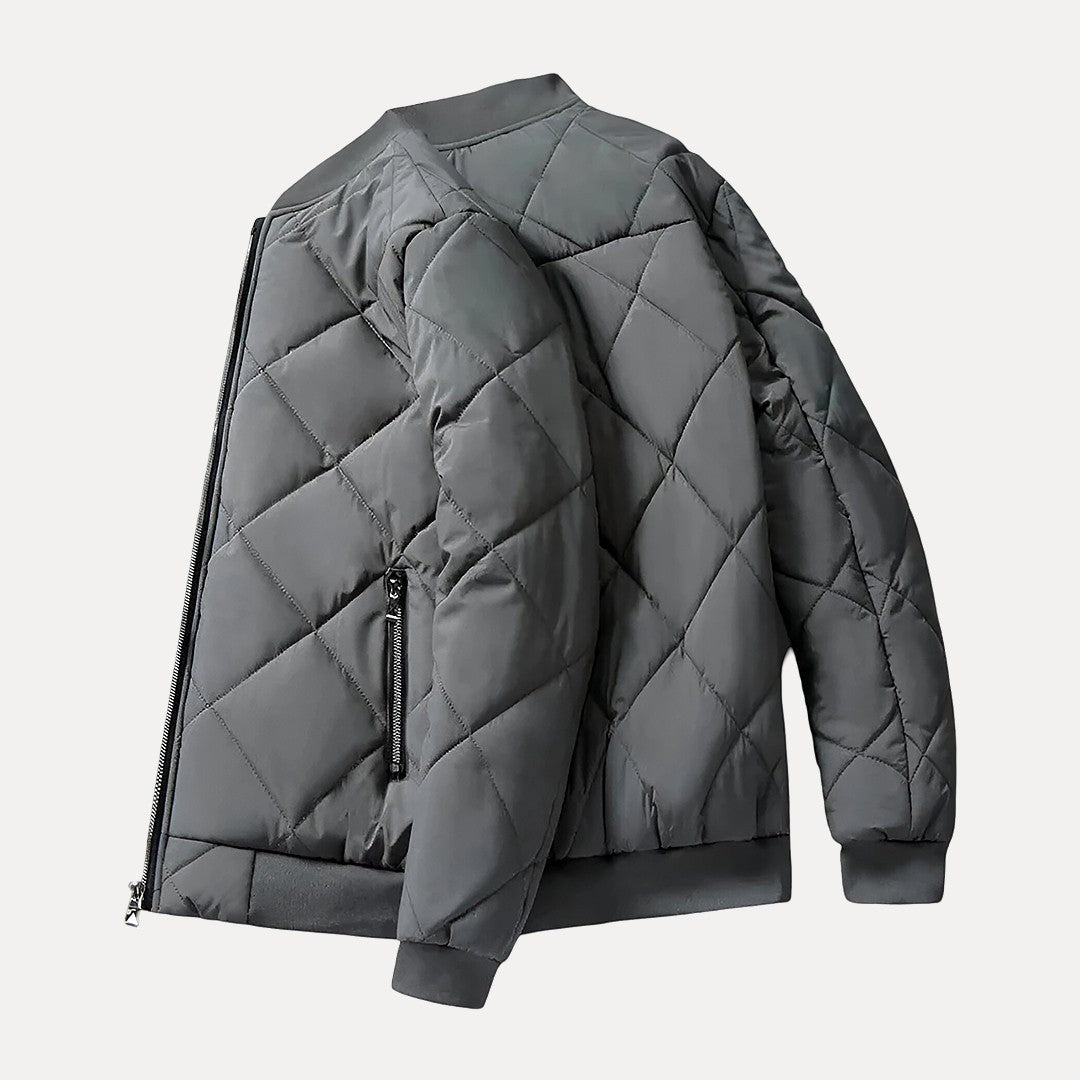Insulating Men's Bomber Jacket - Quilted Cotton Padded Gray - Tophatter Daily Deals