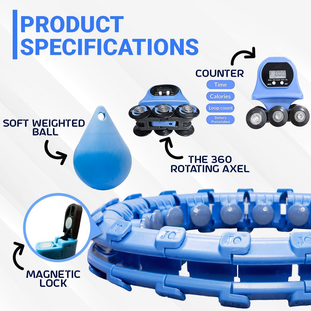 MASKURA Smart Weighted Hula Hoop With Counter 24 knots - Weight Loss Hula Hoop, Smart Fitness, Adjustable Ring Size With Counter Suitable For Adult Exercise & Fitness - Tophatter Daily Deals