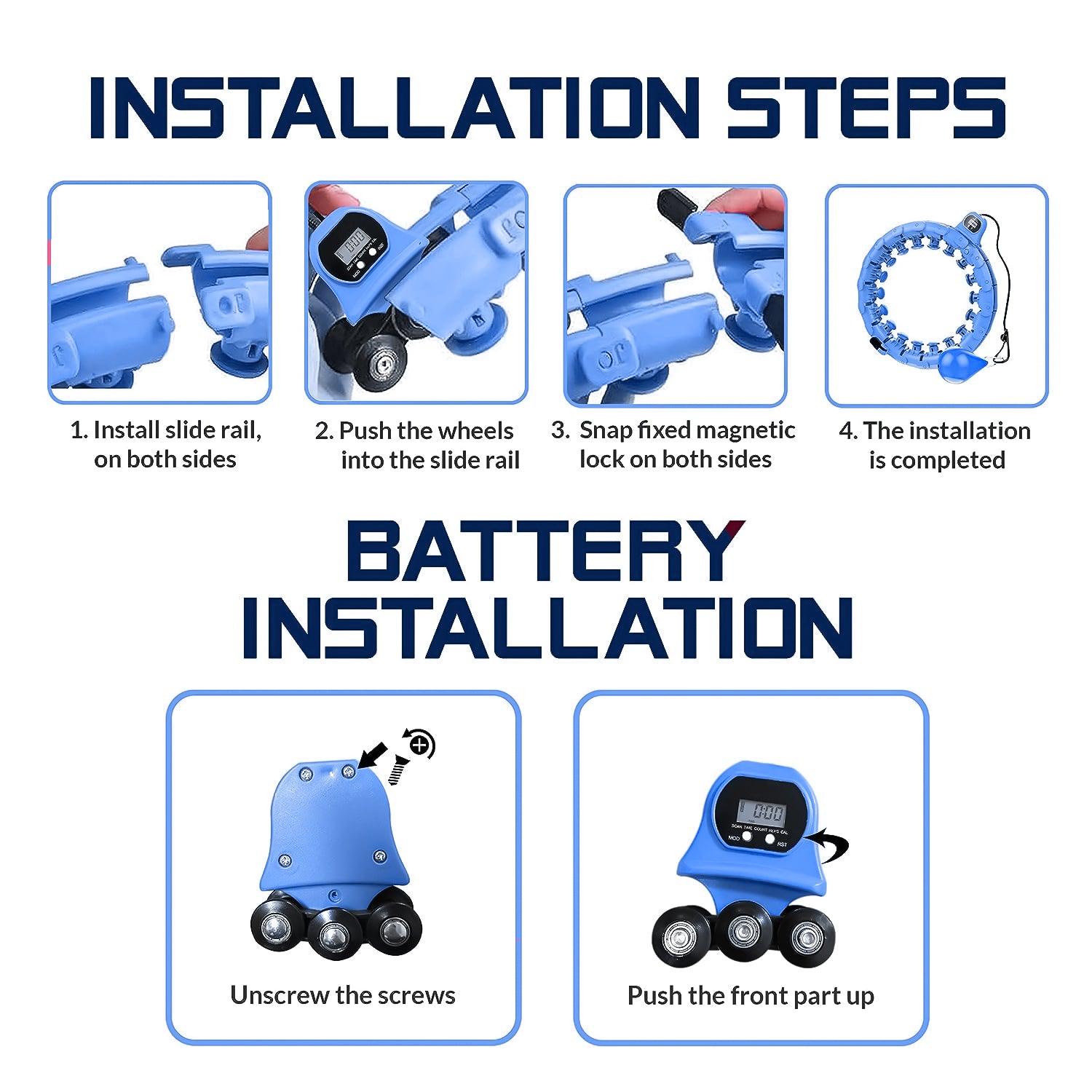 MASKURA Smart Weighted Hula Hoop With Counter 24 knots - Weight Loss Hula Hoop, Smart Fitness, Adjustable Ring Size With Counter Suitable For Adult Exercise & Fitness - Tophatter Daily Deals