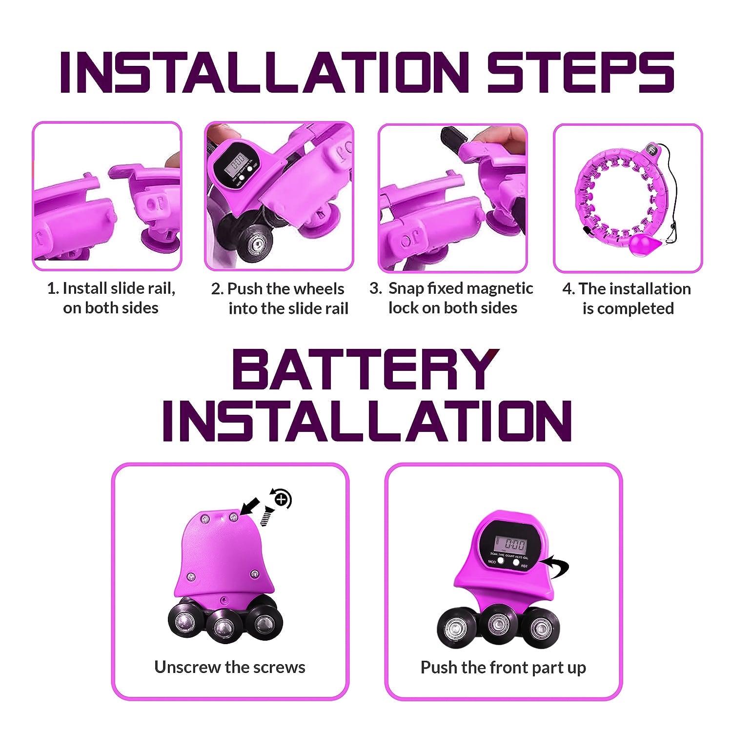 MASKURA Smart Weighted Hula Hoop With Counter 24 knots - Weight Loss Hula Hoop, Smart Fitness, Adjustable Ring Size With Counter Suitable For Adult Exercise & Fitness - Tophatter Daily Deals