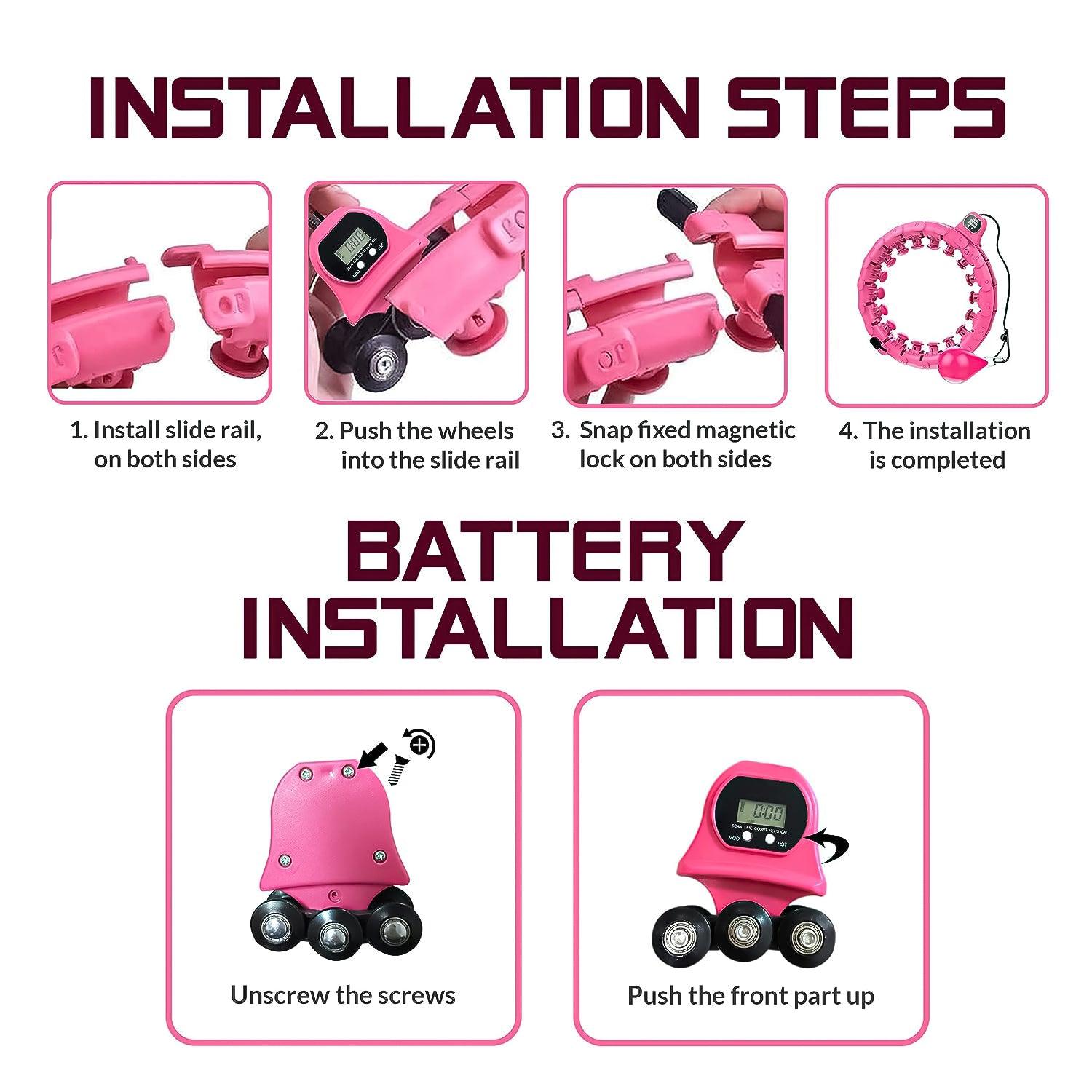 MASKURA Smart Weighted Hula Hoop With Counter 24 knots - Weight Loss Hula Hoop, Smart Fitness, Adjustable Ring Size With Counter Suitable For Adult Exercise & Fitness - Tophatter Daily Deals