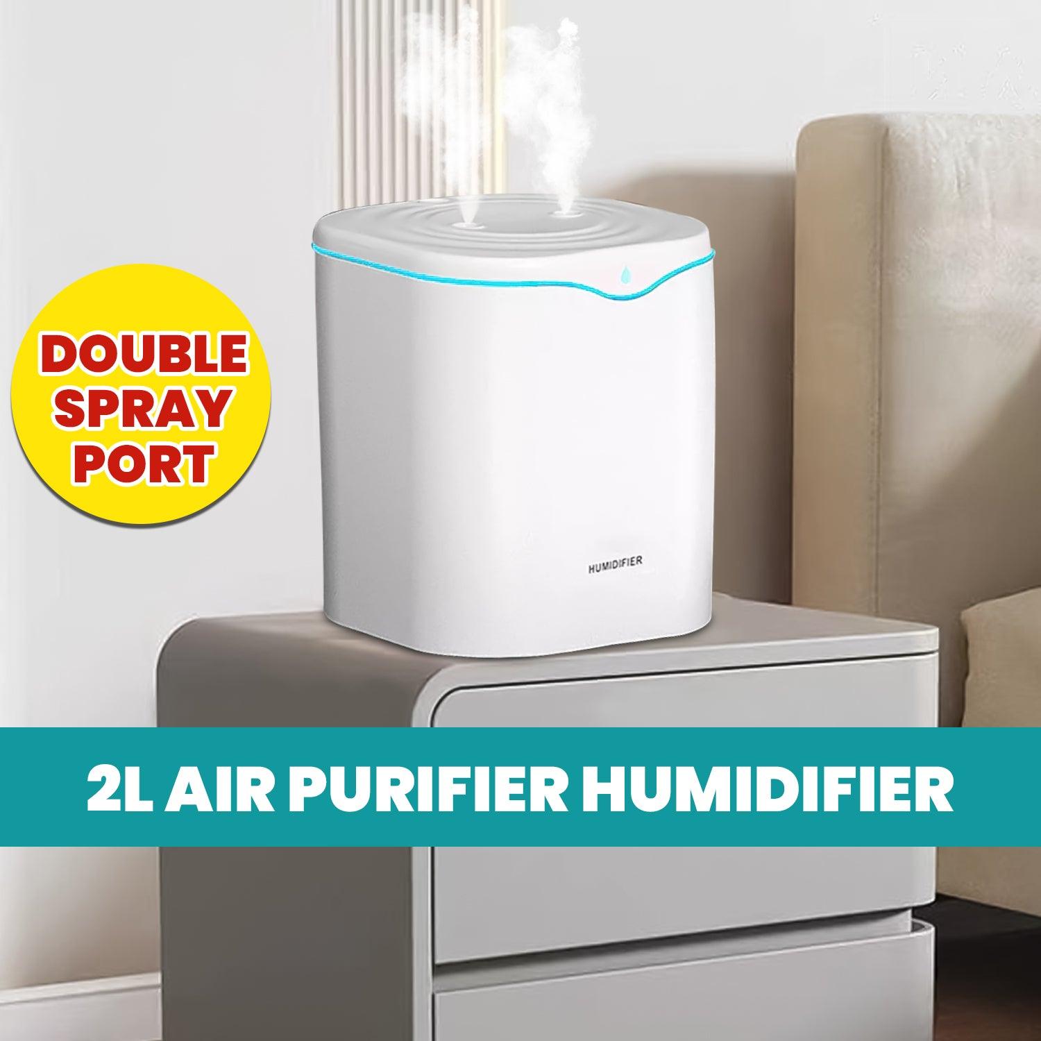 Cool Air Humidifier - 2L Air Purifier Humidifier Double Spray Port Essential Oil Aromatherapy Diffuser Apparel & Accessories - Tophatter Daily Deals