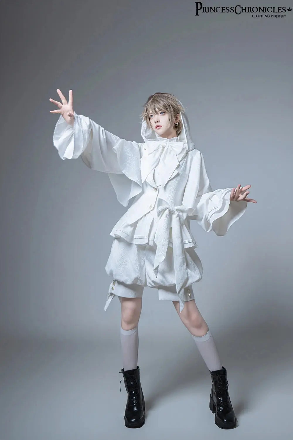 Hunting Rabbit White Moonlight Edition Retro Cool Ouji Lolita Jacket /Short Pants/Trousers Set by Princess Chronicles - Tophatter Daily Deals