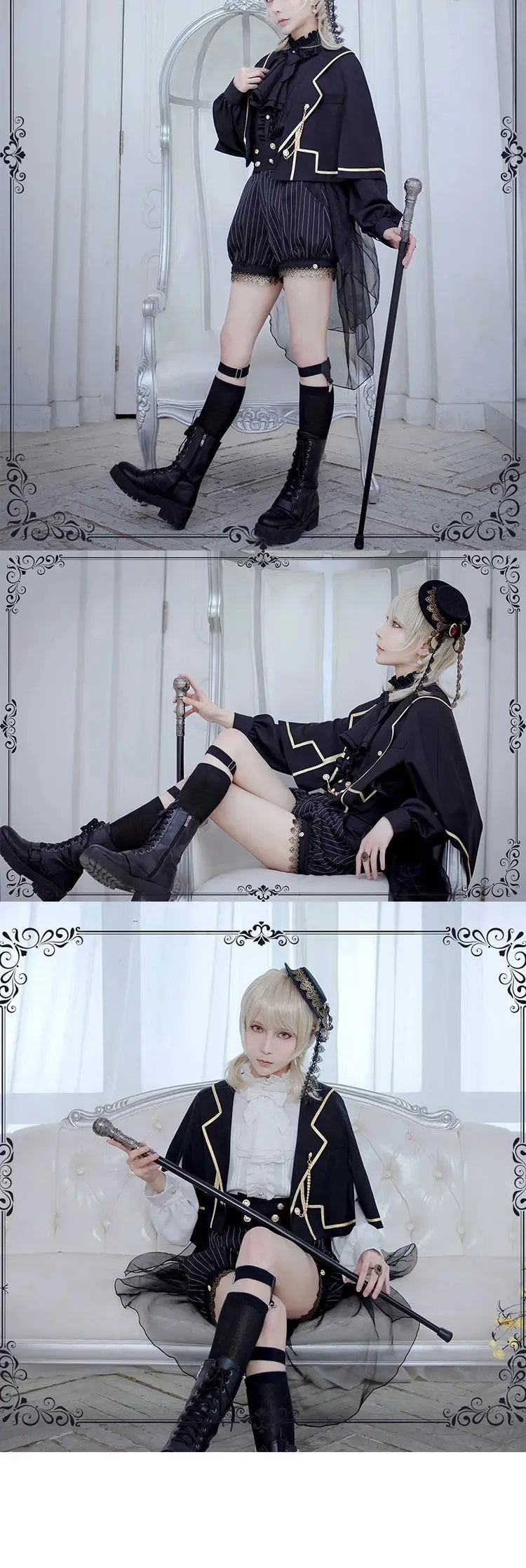 Hunting Rabbit White Moonlight Edition Retro Cool Ouji Lolita Jacket /Short Pants/Trousers Set by Princess Chronicles - Tophatter Daily Deals