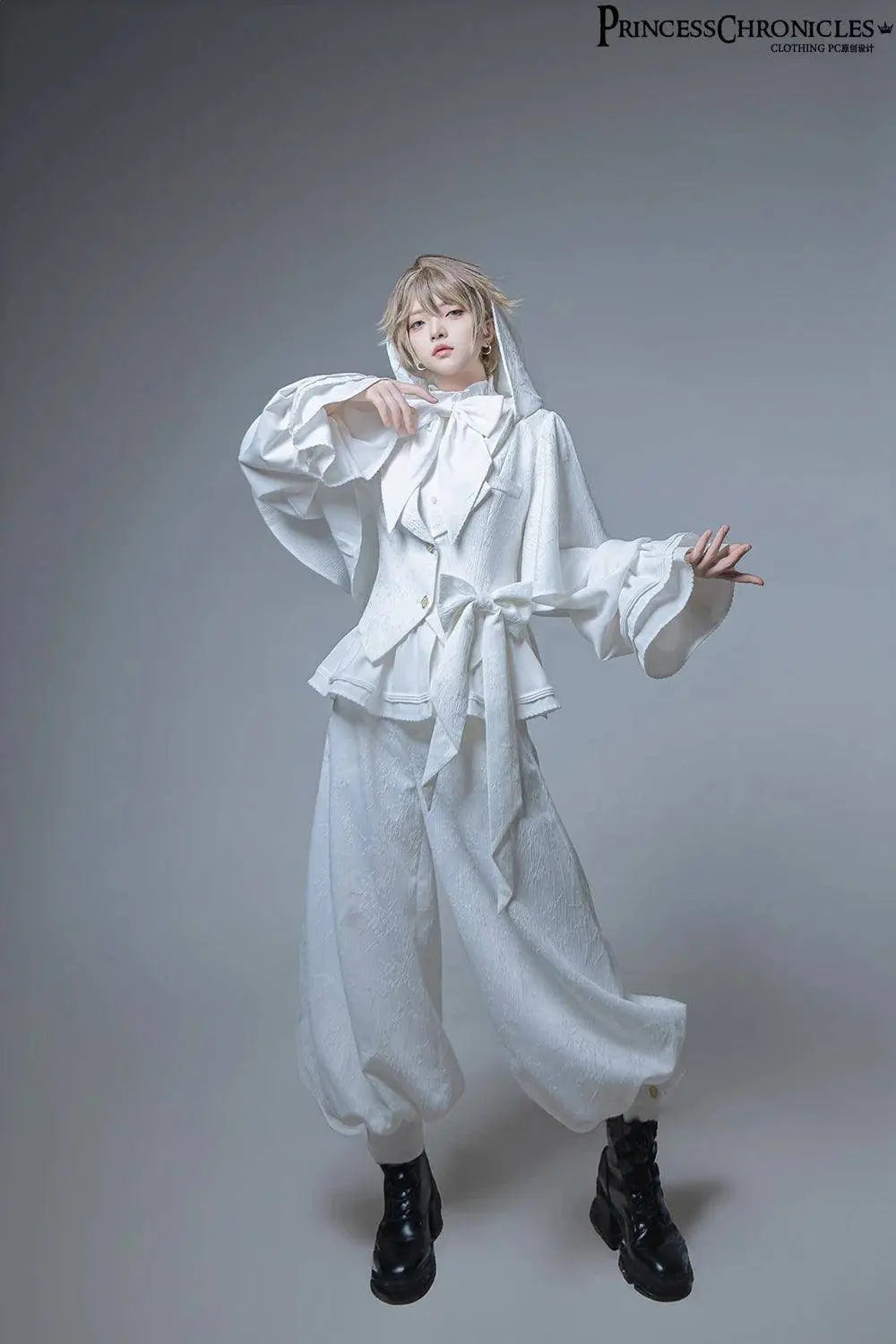 Hunting Rabbit White Moonlight Edition Retro Cool Ouji Lolita Jacket /Short Pants/Trousers Set by Princess Chronicles - Tophatter Daily Deals