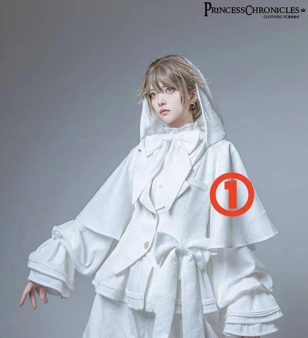 Hunting Rabbit White Moonlight Edition Retro Cool Ouji Lolita Jacket /Short Pants/Trousers Set by Princess Chronicles white Coat - Tophatter Daily Deals