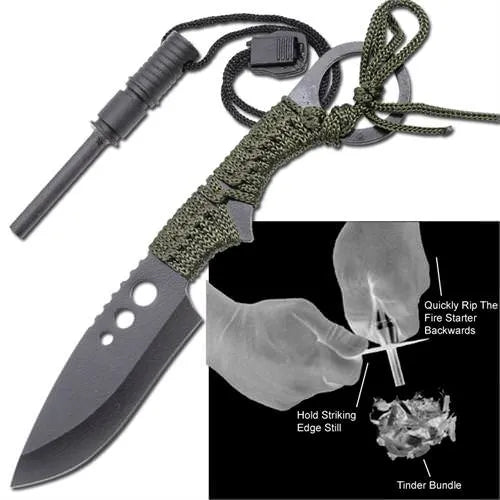 Hunting Outdoor Drop Point Knife With Fire Starter - Tophatter Daily Deals