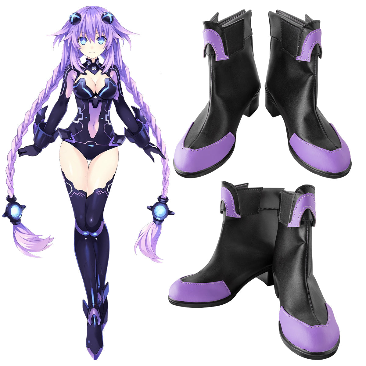 Hyperdimension Neptunia Purple Heart Black Cosplay Shoes Shoes/Boots - Tophatter Daily Deals
