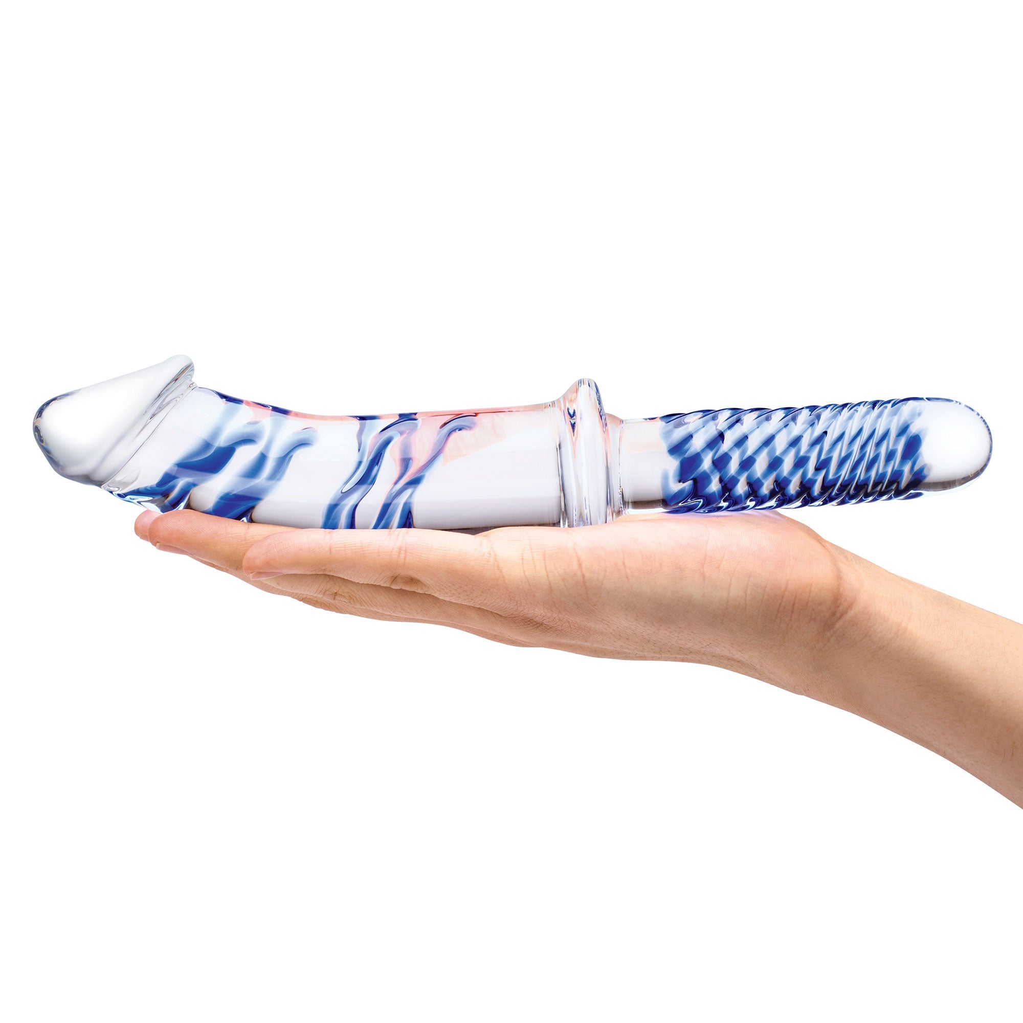 Glas 11 Inch Realistic Double Ended Blue and White Glass Dildo With Handle > Glass > Dildos - Tophatter Daily Deals
