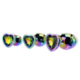 Adam & Eve Rainbow Heart Gem Anal Training Set (Multicolored) – Metal Anal Plugs Set of Three Sizes > Anal Range > Jewel Butt Plugs - Tophatter Daily Deals