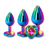 Adam & Eve Rainbow Heart Gem Anal Training Set (Multicolored) – Metal Anal Plugs Set of Three Sizes > Anal Range > Jewel Butt Plugs - Tophatter Daily Deals
