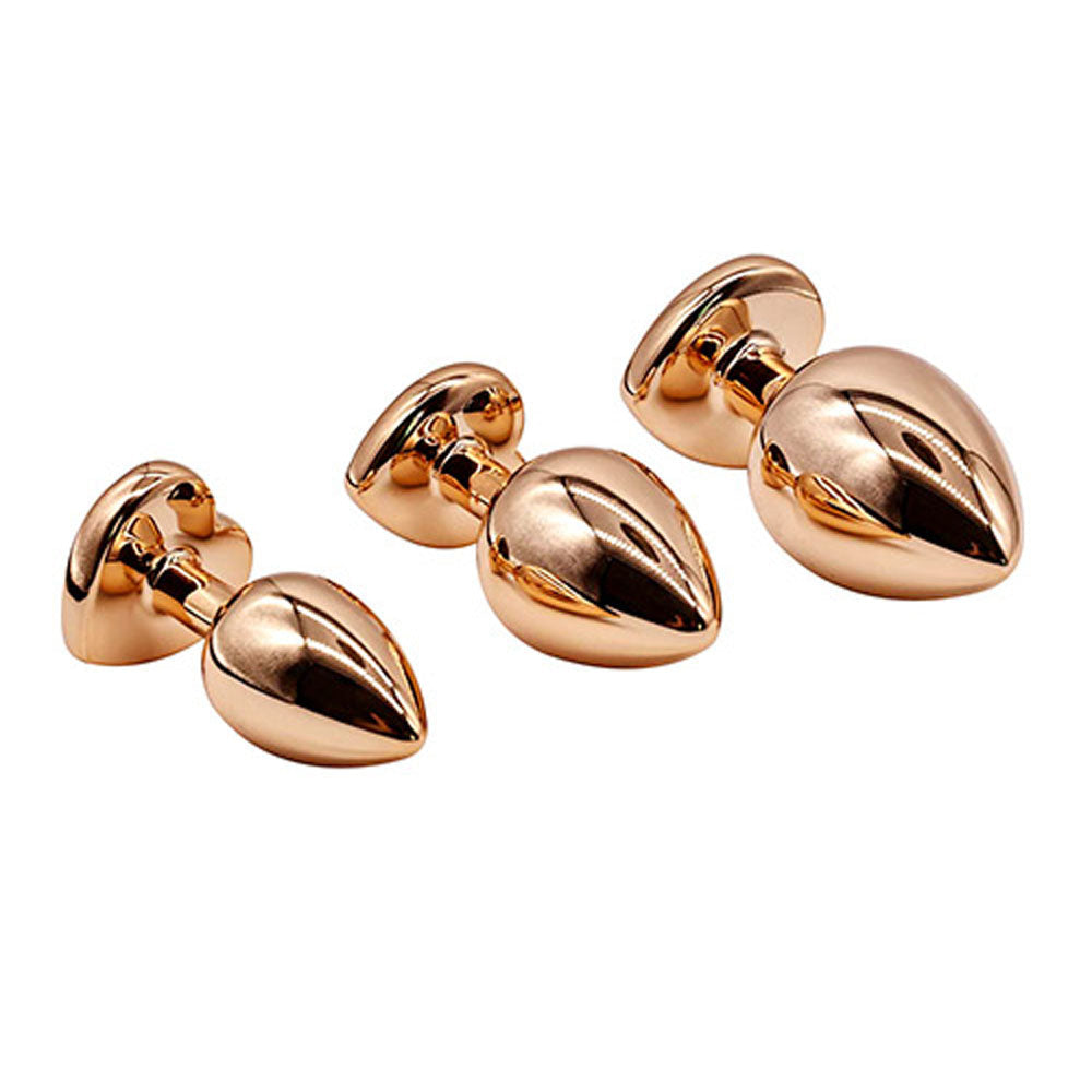 Adam & Eve Heart Gem Anal Training Set (Rose Gold Pink) – Metal Anal Plug Set of 3 Sizes > Anal Range > Jewel Butt Plugs - Tophatter Daily Deals